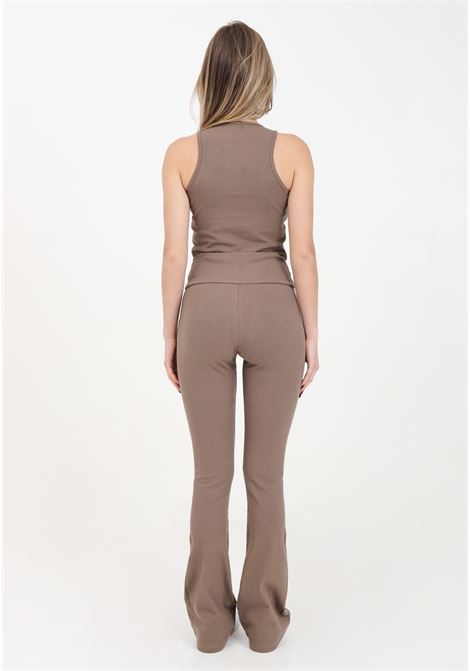 Women's brown and white rib flared pant leggings ADIDAS ORIGINALS | IR5945.